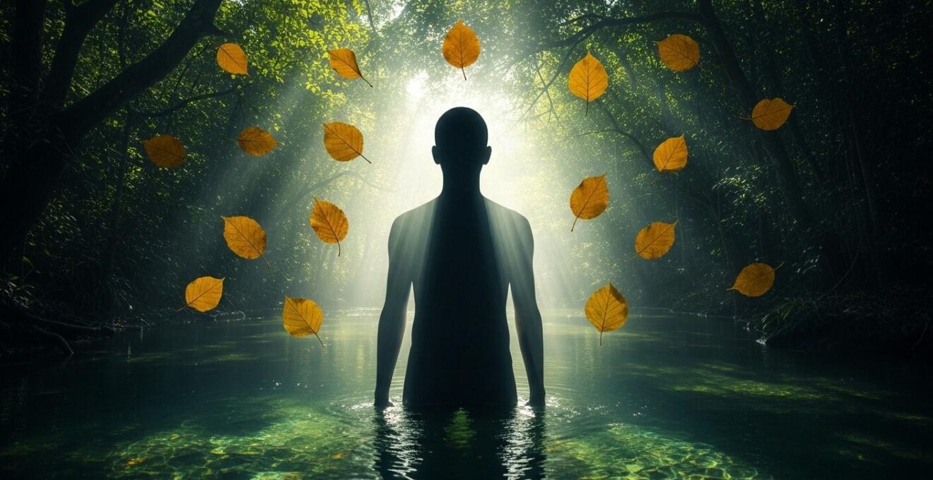 Photo réaliste illustrant l'équilibre naturel du corps humain en harmonie avec la nature pour une détoxification saine