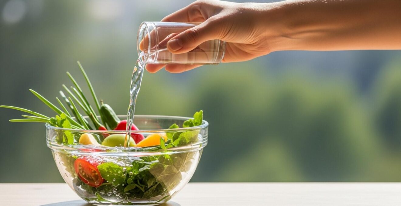 Composition naturelle équilibrée illustrant la purification du corps par l'alimentation hypotoxique