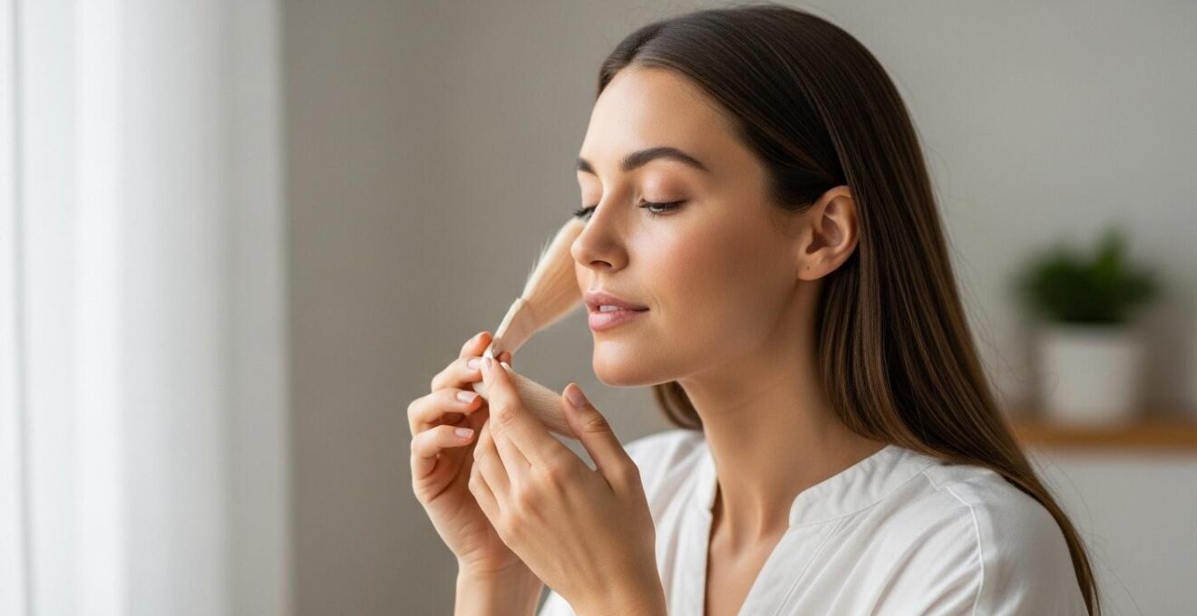 Femme pratiquant une routine beauté avec un moment serein et sacré