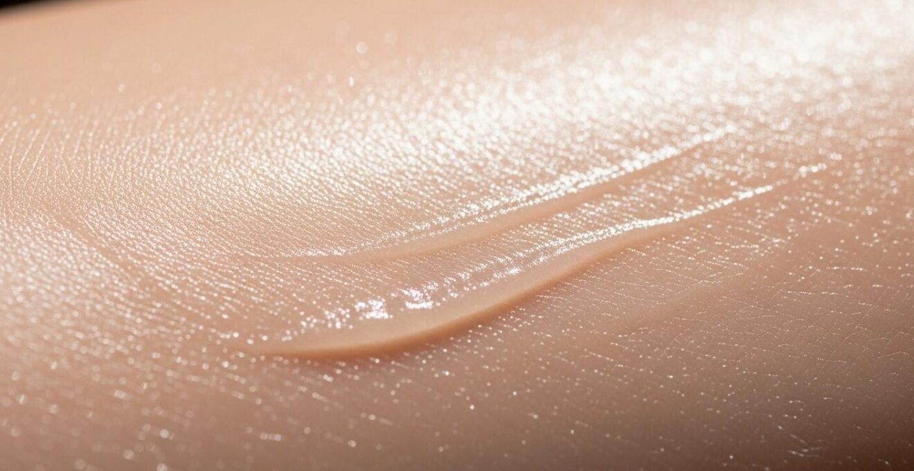 Schéma photographique symbolique du film hydrolipidique formant une barrière protectrice sur la peau