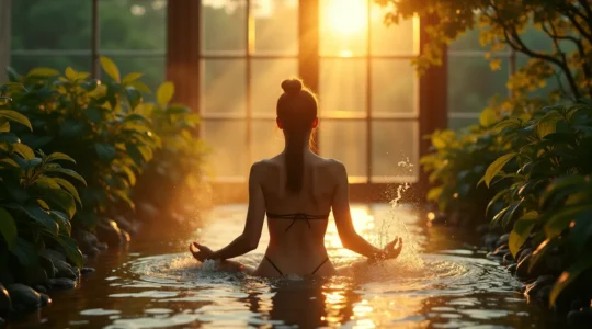 Représentation symbolique de la naturopathie mettant en avant la médecine traditionnelle occidentale avec des éléments naturels et la force vitale
