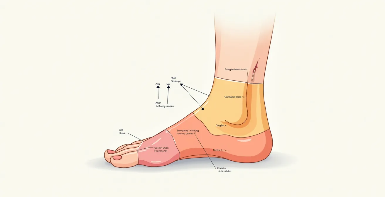 Diagramme montrant la correspondance entre les zones du pied et les organes du corps humain en réflexologie