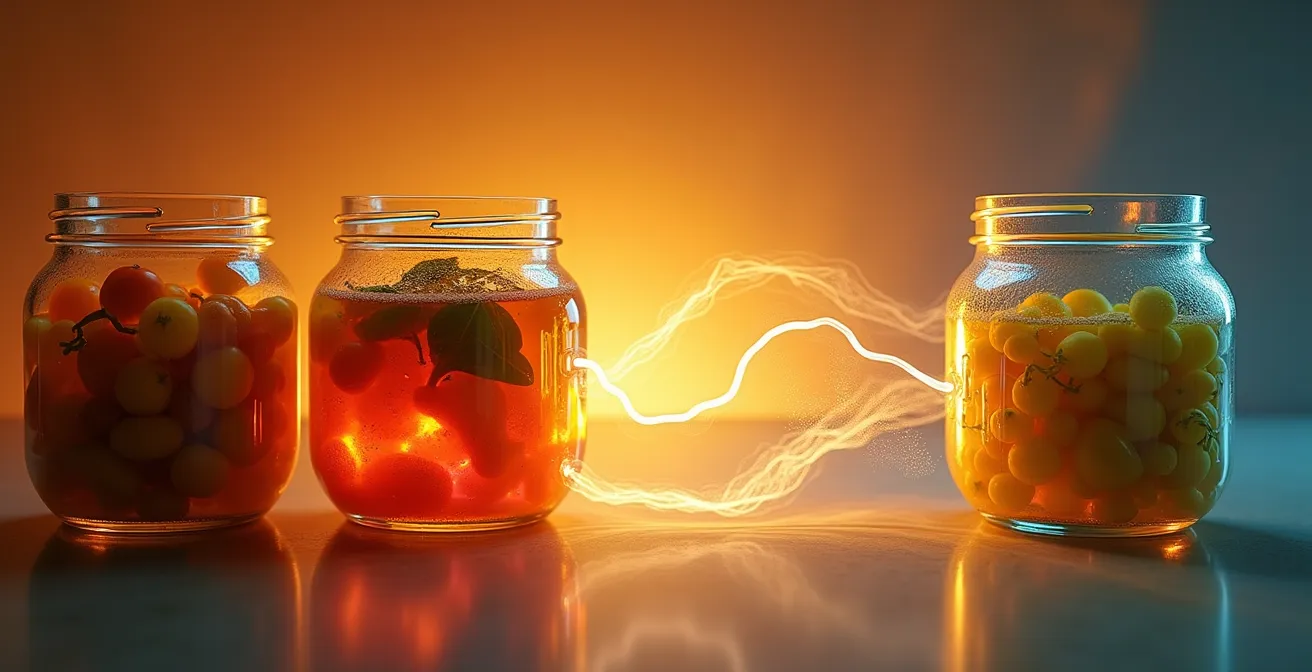 Vue artistique symbolique de la connexion entre intestin et peau par les acides gras à chaîne courte