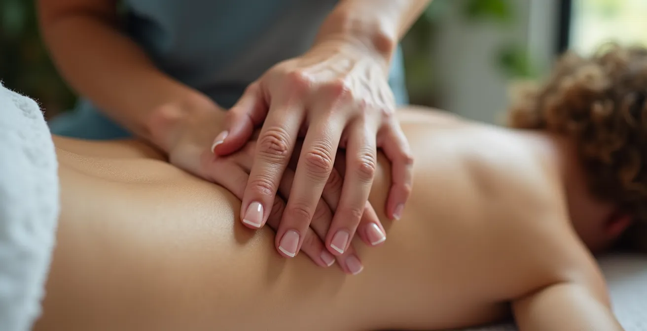 Démonstration des cinq techniques fondamentales du massage suédois par un thérapeute