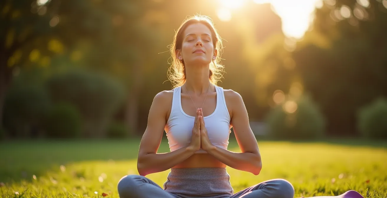 Personne pratiquant la respiration consciente en plein air