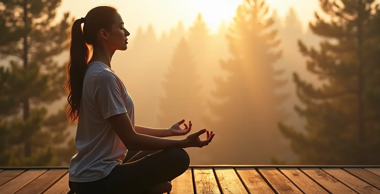 Personne pratiquant la méditation en pleine nature pour l'équilibre acido-basique
