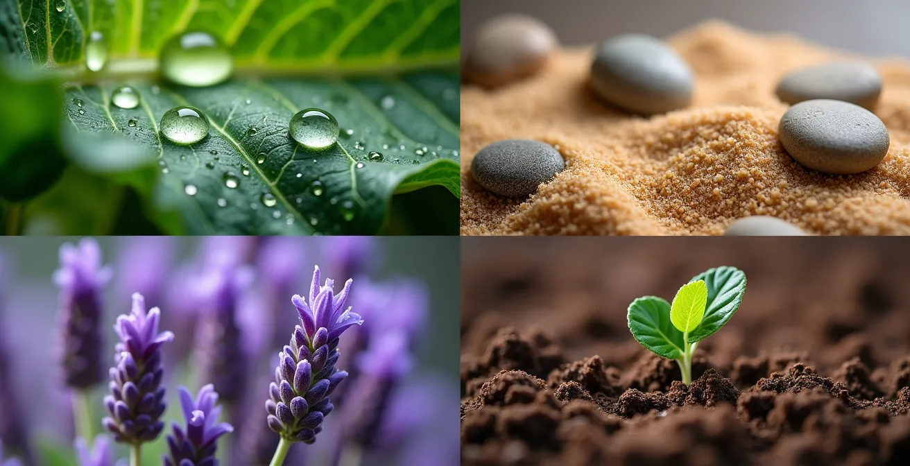 Composition symbolique des quatre piliers de la santé en naturopathie