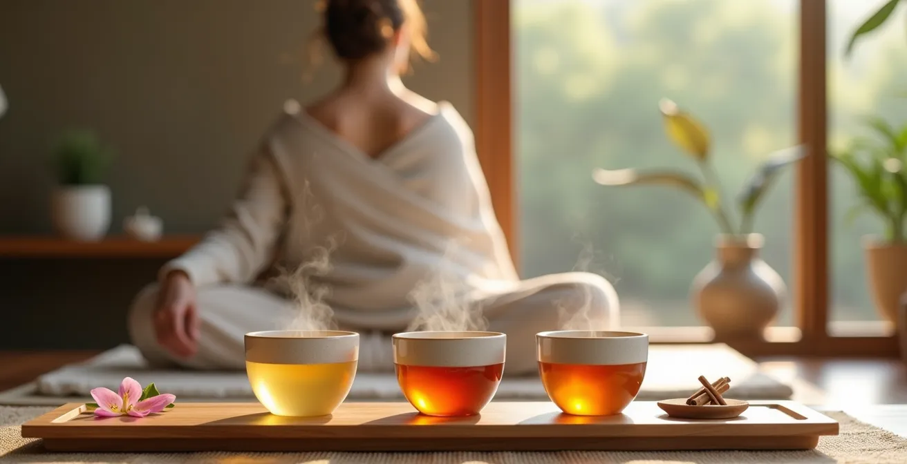 Préparation de tisanes ayurvédiques adaptées aux différents doshas après un massage