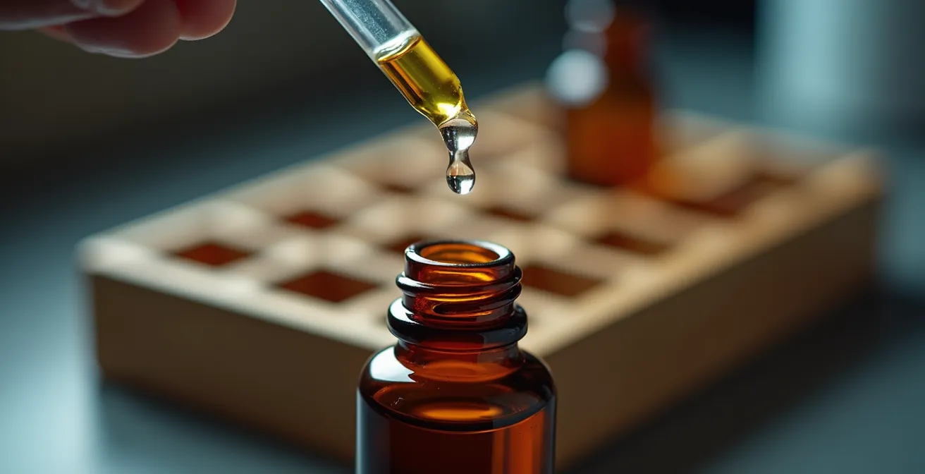 Organisation sécurisée d'une armoire à huiles essentielles avec zones de stockage appropriées